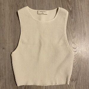Babaton Cream Ribbed Knit Tank Top